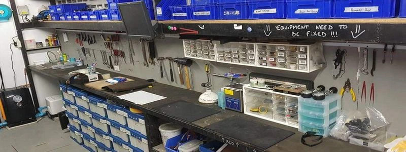 This is our workshop - two international technicians